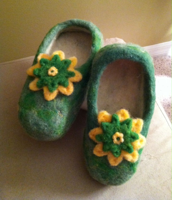 needle felted slippers
