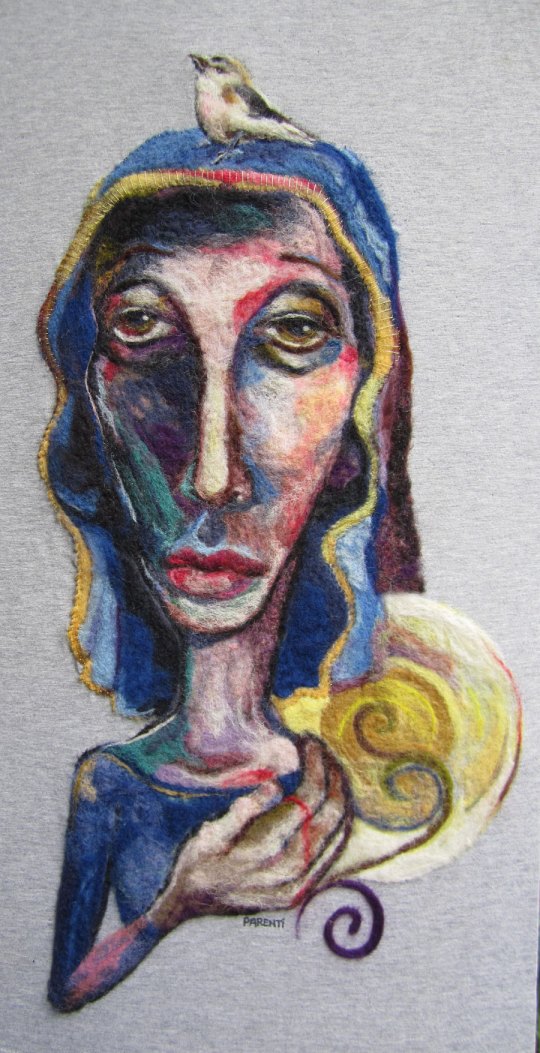 Felted wool painting by Kathryn Parenti "Icon"