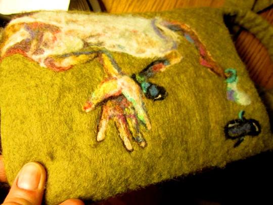Wet Needle Felted Painting Purse Body with hand